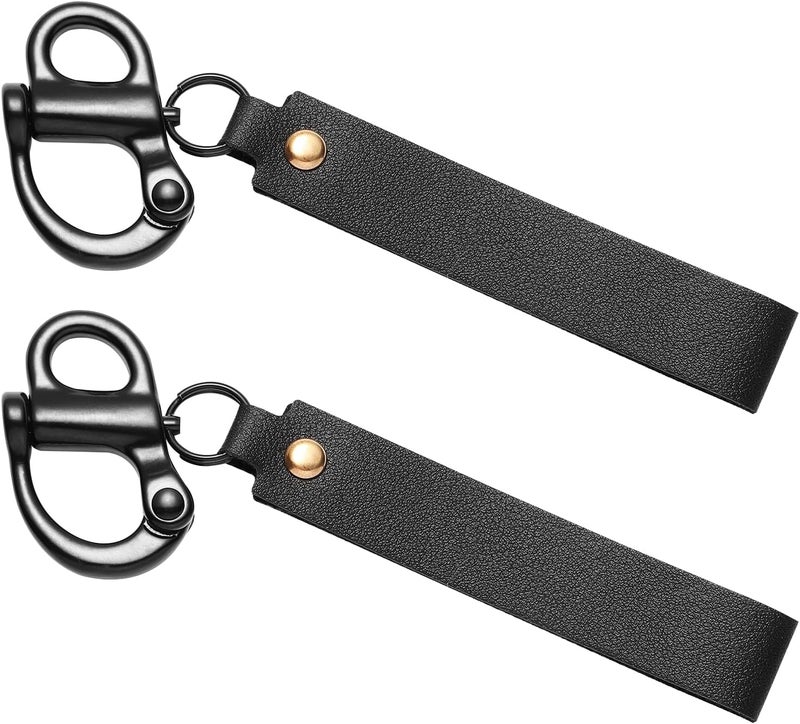 QUFA Quick Release Clip Shackle for SCBA Mask, Firefighter Accessories, Marine Grade 316 Stainless Steel Shackle for Rigging with Leather Handle 2-Pack - Image 1